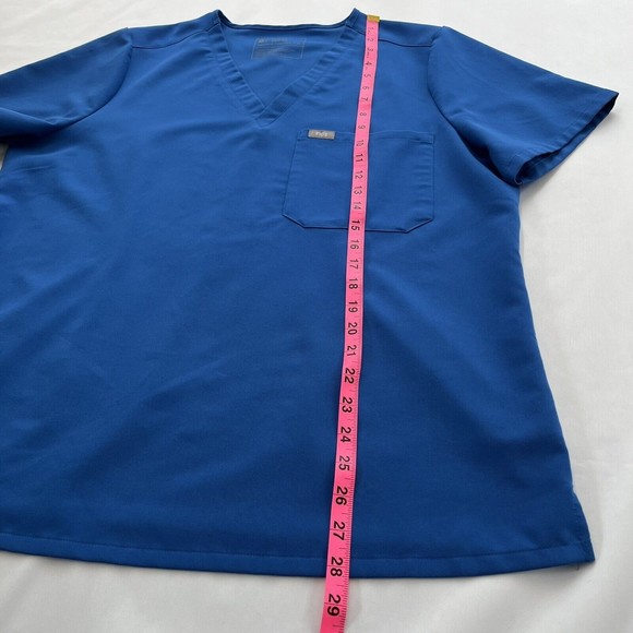 Figs Mens XL Blue Scrub Shirt Technical Collection Short Sleeve V Neck 1 Pocket - Picture 7 of 9